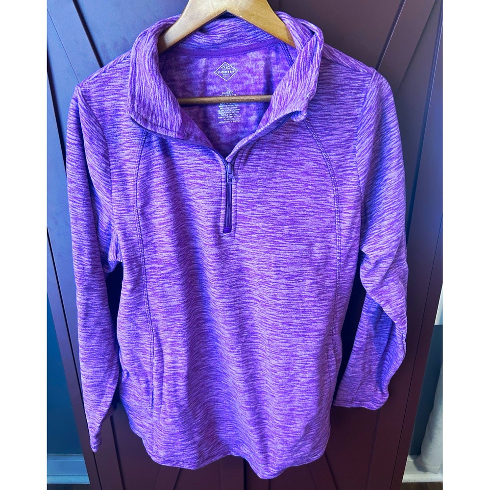 St. John's Bay Women's Large Purple Heather Quarter Zip Pullover Long Sleeve